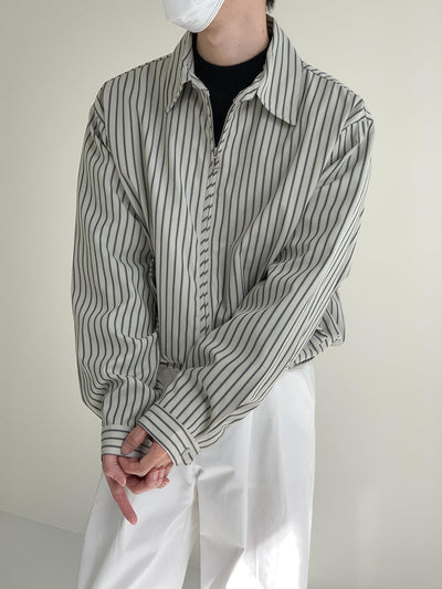 Zhou Stripes Ruched Hem Short Jacket-korean-fashion-Jacket-Zhou's Closet-OH Garments