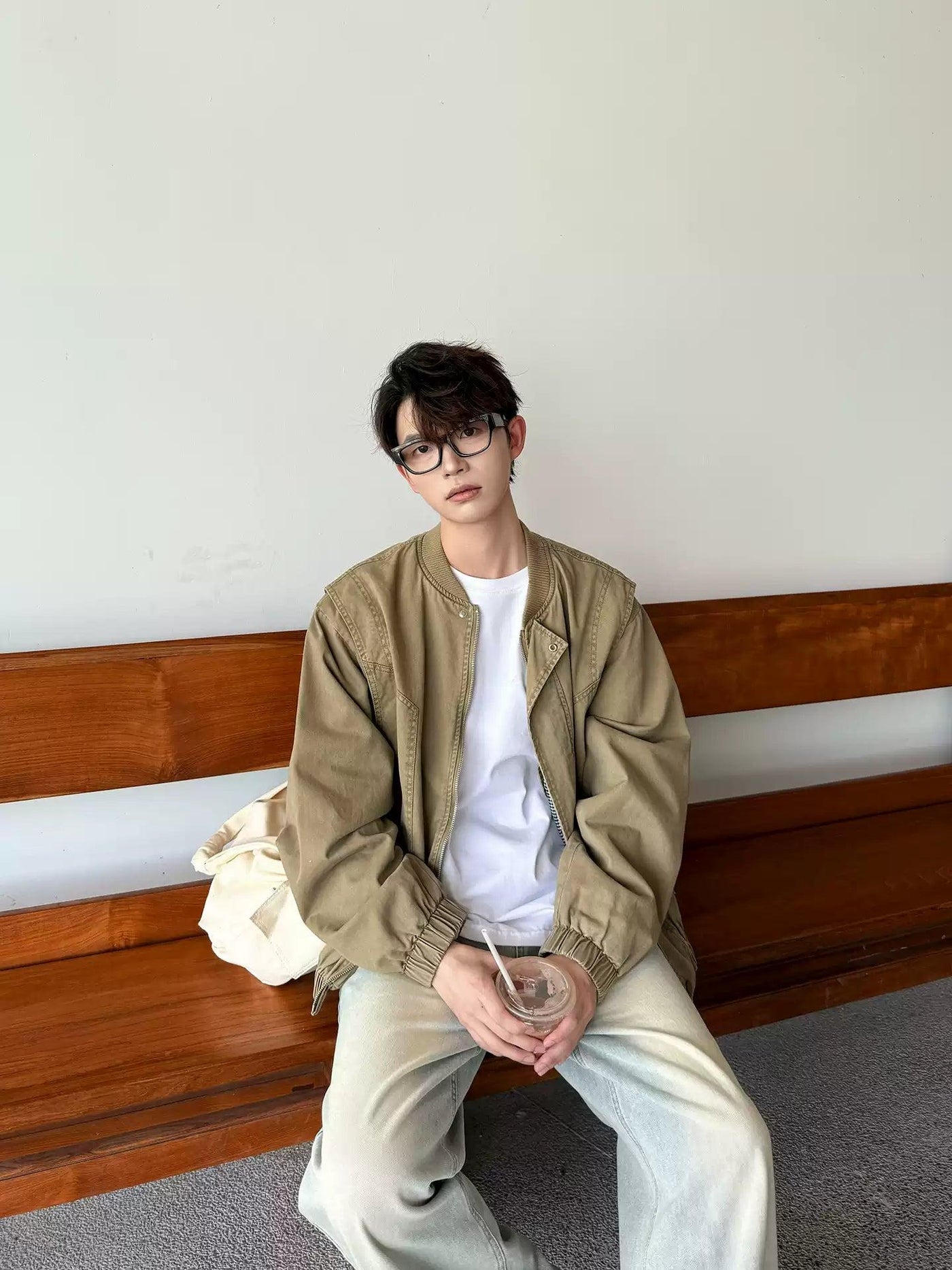 Zhou Structured Faded Ruched Hem Jacket-korean-fashion-Jacket-Zhou's Closet-OH Garments