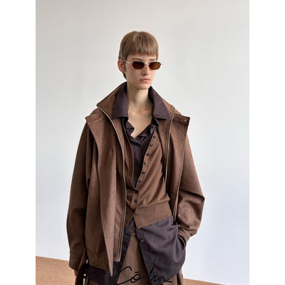 Zhou Structured Strapped Micro Suede Jacket-korean-fashion-Jacket-Zhou's Closet-OH Garments