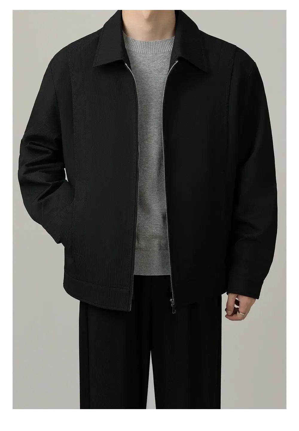 Zhou Subtle Textured Clean Fit Jacket-korean-fashion-Jacket-Zhou's Closet-OH Garments
