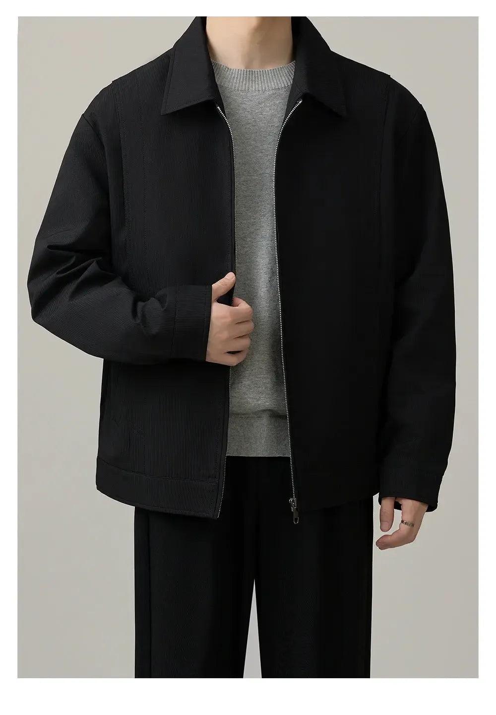 Zhou Subtle Textured Clean Fit Jacket-korean-fashion-Jacket-Zhou's Closet-OH Garments