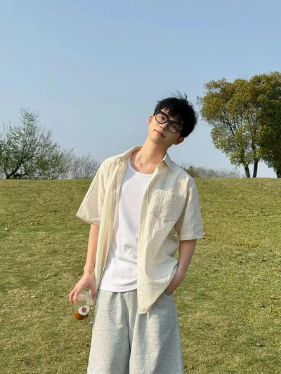 Zhou Sun Protection Striped Shirt-korean-fashion-Shirt-Zhou's Closet-OH Garments