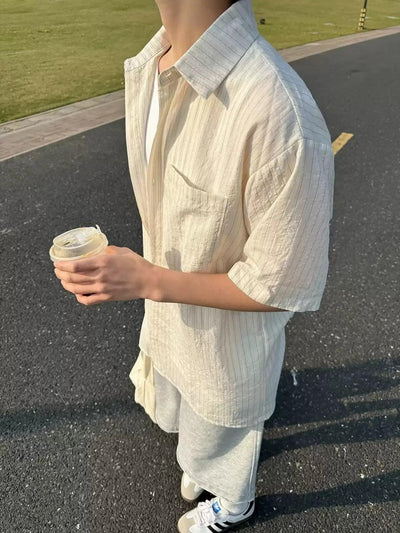 Zhou Sun Protection Striped Shirt-korean-fashion-Shirt-Zhou's Closet-OH Garments