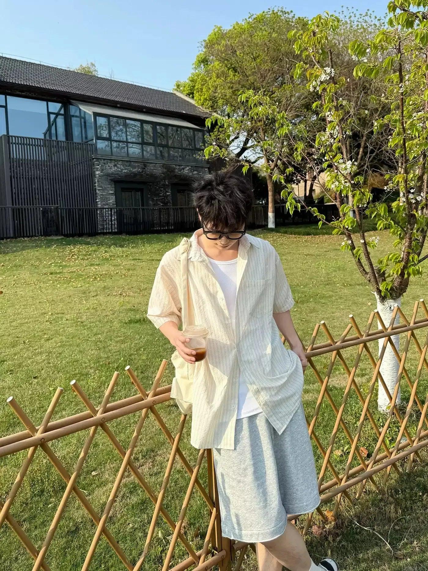 Zhou Sun Protection Striped Shirt-korean-fashion-Shirt-Zhou's Closet-OH Garments
