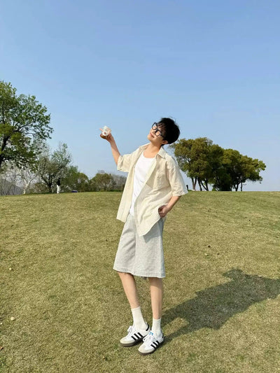 Zhou Sun Protection Striped Shirt-korean-fashion-Shirt-Zhou's Closet-OH Garments
