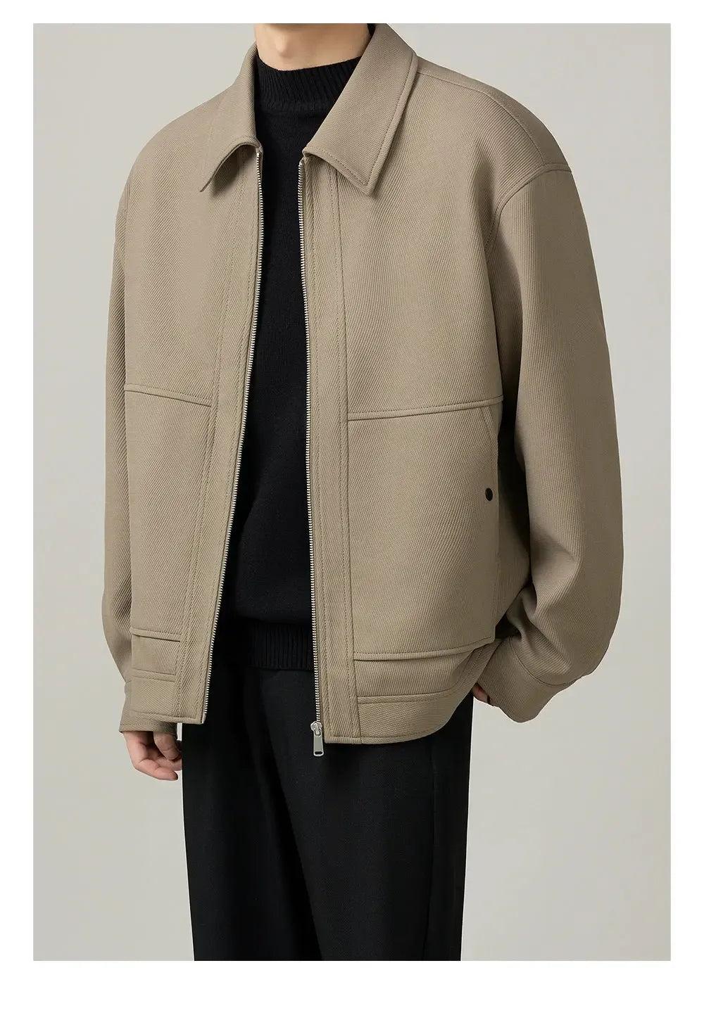 Zhou Textured Clean Fit Zipped Jacket-korean-fashion-Jacket-Zhou's Closet-OH Garments