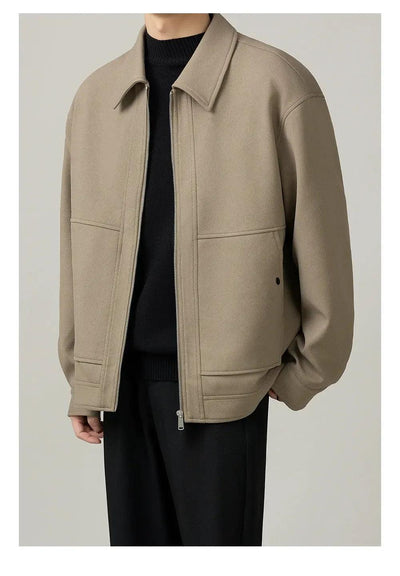 Zhou Textured Clean Fit Zipped Jacket-korean-fashion-Jacket-Zhou's Closet-OH Garments