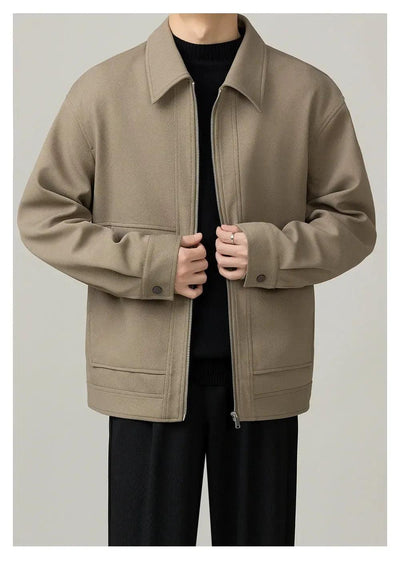 Zhou Textured Clean Fit Zipped Jacket-korean-fashion-Jacket-Zhou's Closet-OH Garments