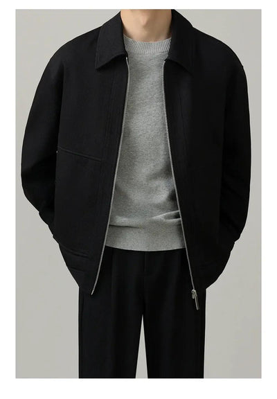 Zhou Textured Clean Fit Zipped Jacket-korean-fashion-Jacket-Zhou's Closet-OH Garments