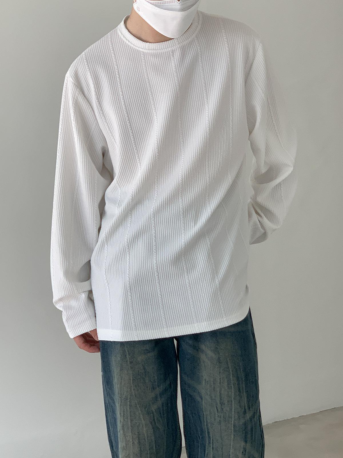 Zhou Textured Drape Long Sleeve T-Shirt-korean-fashion-T-Shirt-Zhou's Closet-OH Garments