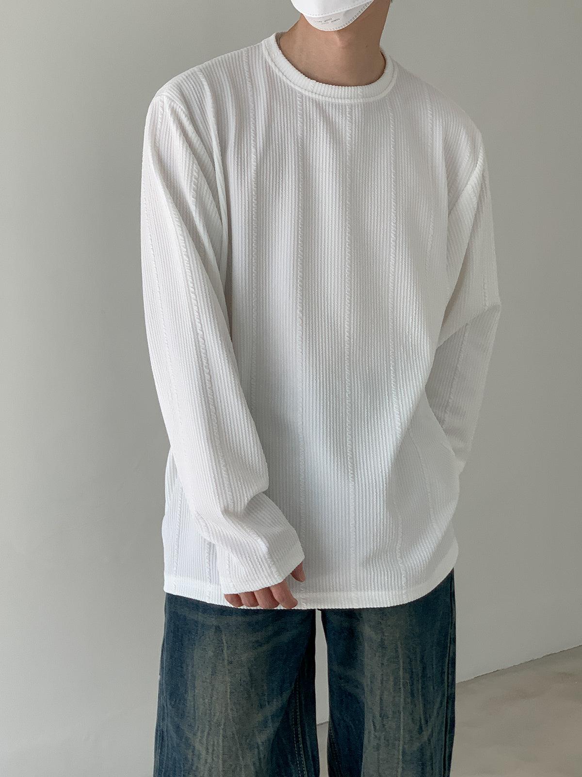 Zhou Textured Drape Long Sleeve T-Shirt-korean-fashion-T-Shirt-Zhou's Closet-OH Garments