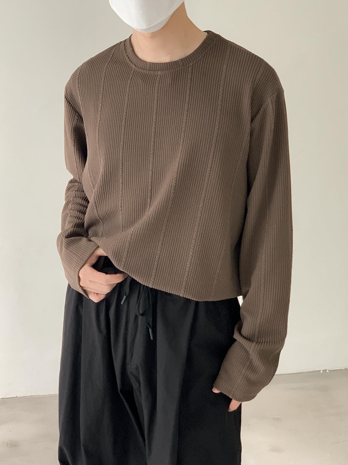 Zhou Textured Drape Long Sleeve T-Shirt-korean-fashion-T-Shirt-Zhou's Closet-OH Garments