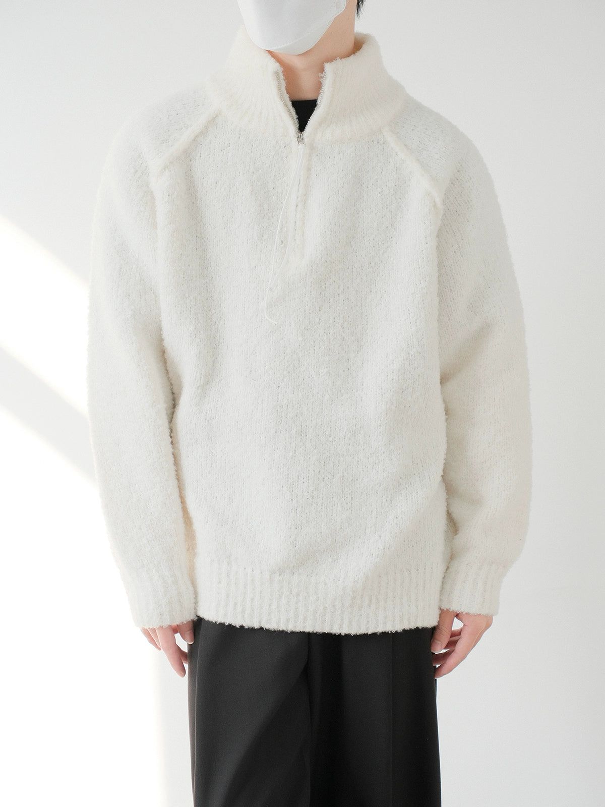 Zhou Textured Knitted Half-Zip-korean-fashion-Half-Zip-Zhou's Closet-OH Garments