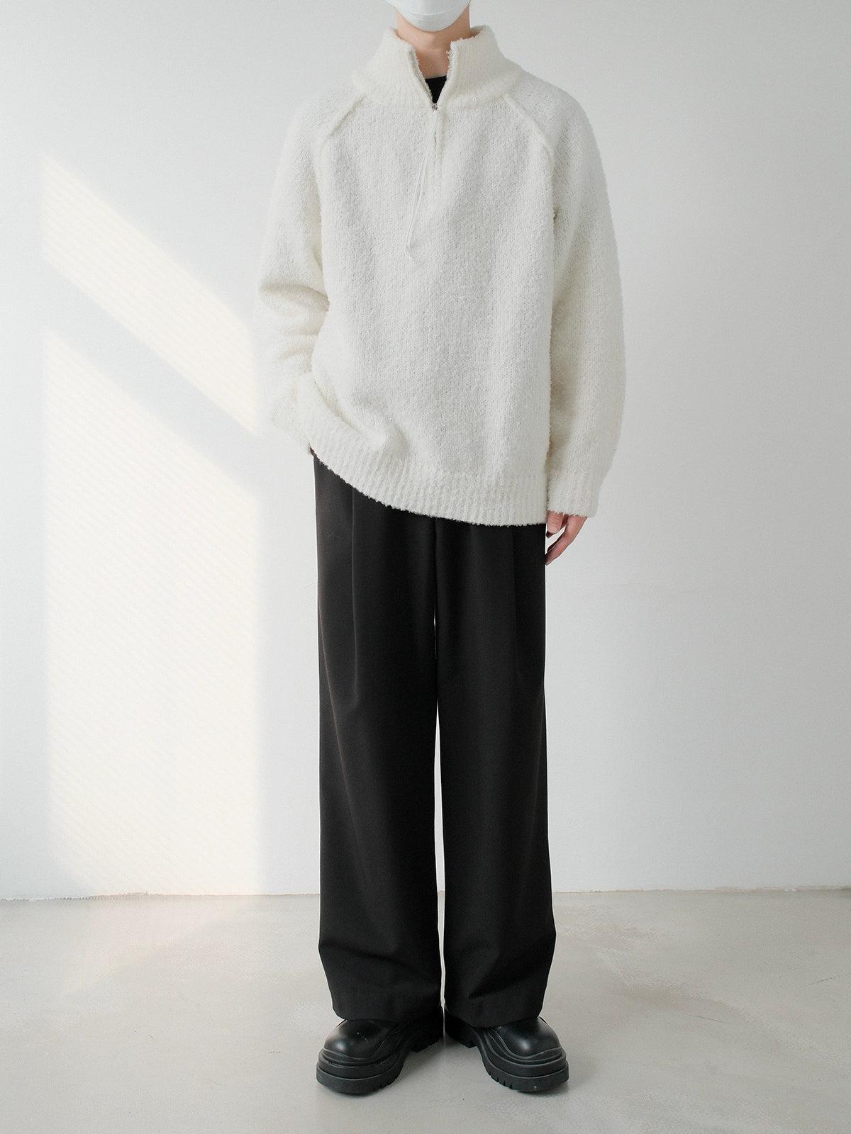 Zhou Textured Knitted Half-Zip-korean-fashion-Half-Zip-Zhou's Closet-OH Garments