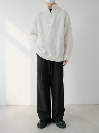 Zhou Textured Knitted Half-Zip-korean-fashion-Half-Zip-Zhou's Closet-OH Garments