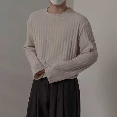 Zhou Textured Long Sleeve T-Shirt-korean-fashion-Sweater-Zhou's Closet-OH Garments