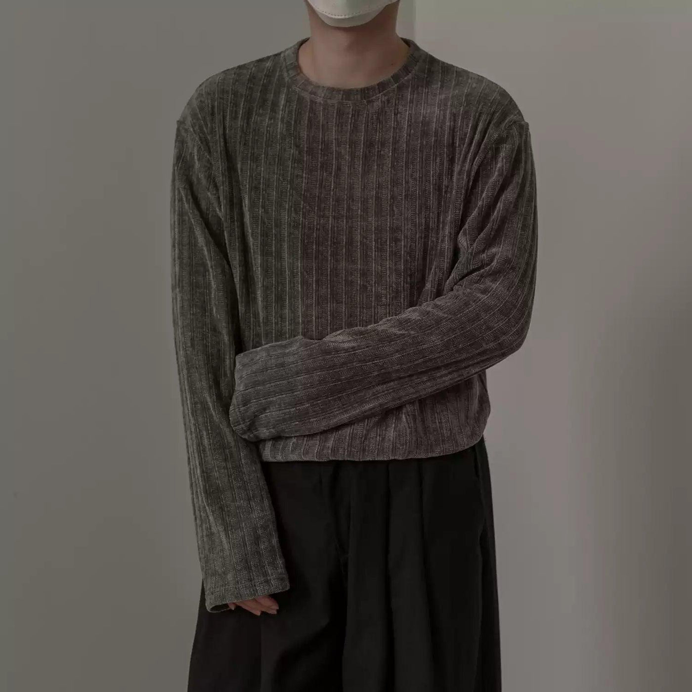 Zhou Textured Long Sleeve T-Shirt-korean-fashion-Sweater-Zhou's Closet-OH Garments