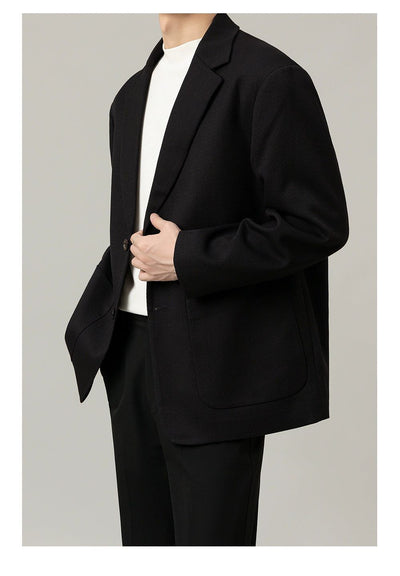 Zhou Textured Notch Lapel Blazer-korean-fashion-Blazer-Zhou's Closet-OH Garments