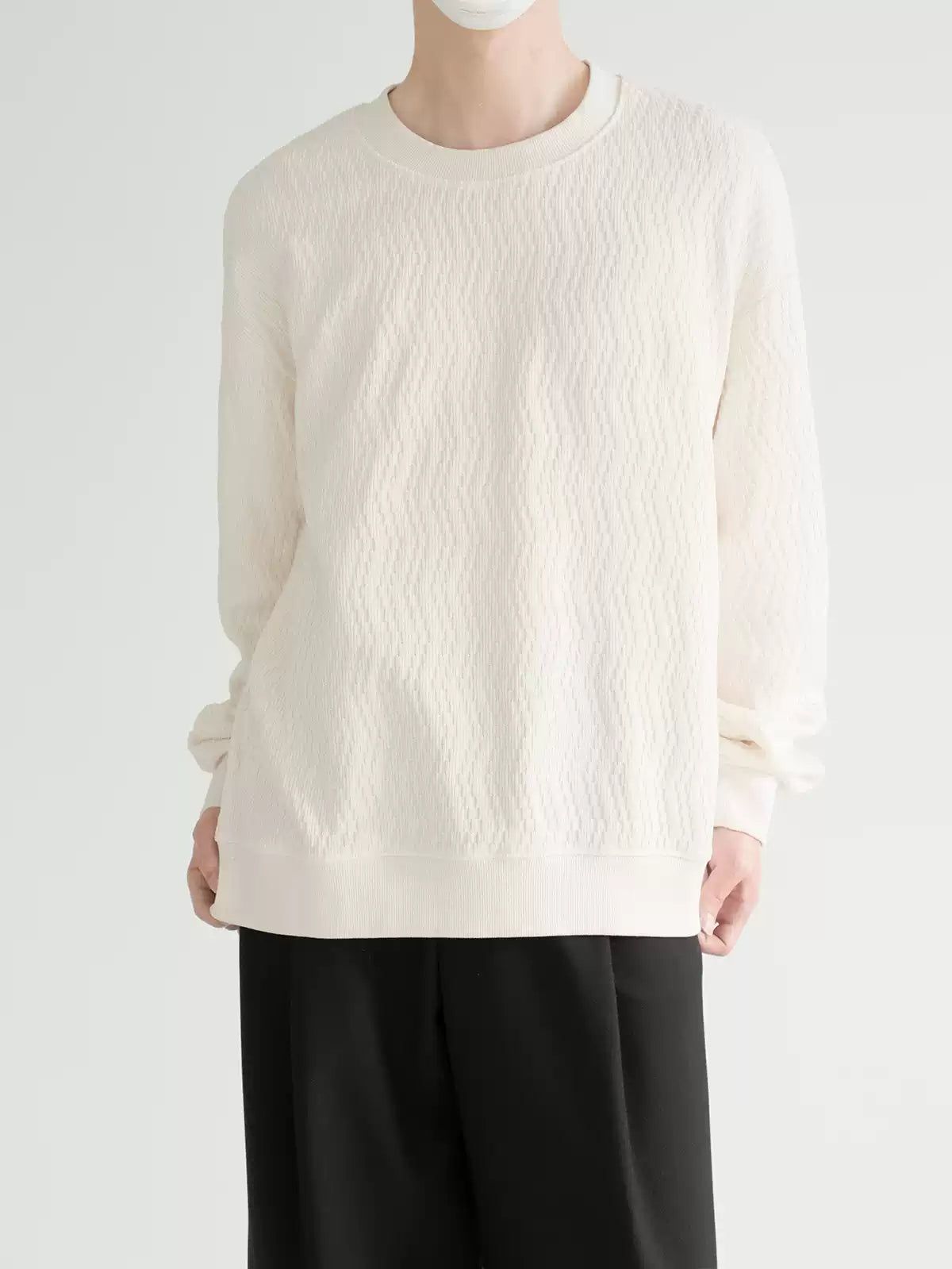 Zhou Textured Round Neck Sweater-korean-fashion-Sweater-Zhou's Closet-OH Garments