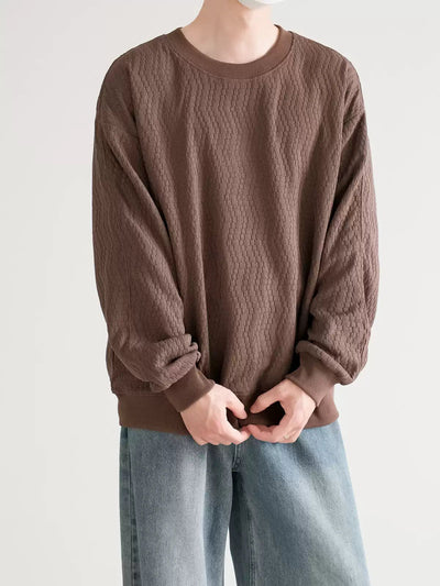 Zhou Textured Round Neck Sweater-korean-fashion-Sweater-Zhou's Closet-OH Garments