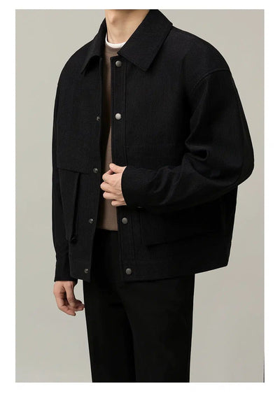 Zhou Textured Snap Buttoned Jacket-korean-fashion-Jacket-Zhou's Closet-OH Garments