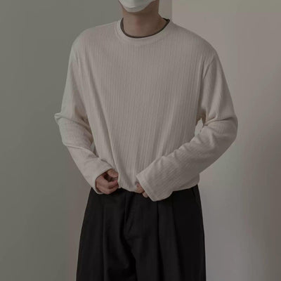 Zhou Textured & Spliced T-Shirt-korean-fashion-T-Shirt-Zhou's Closet-OH Garments