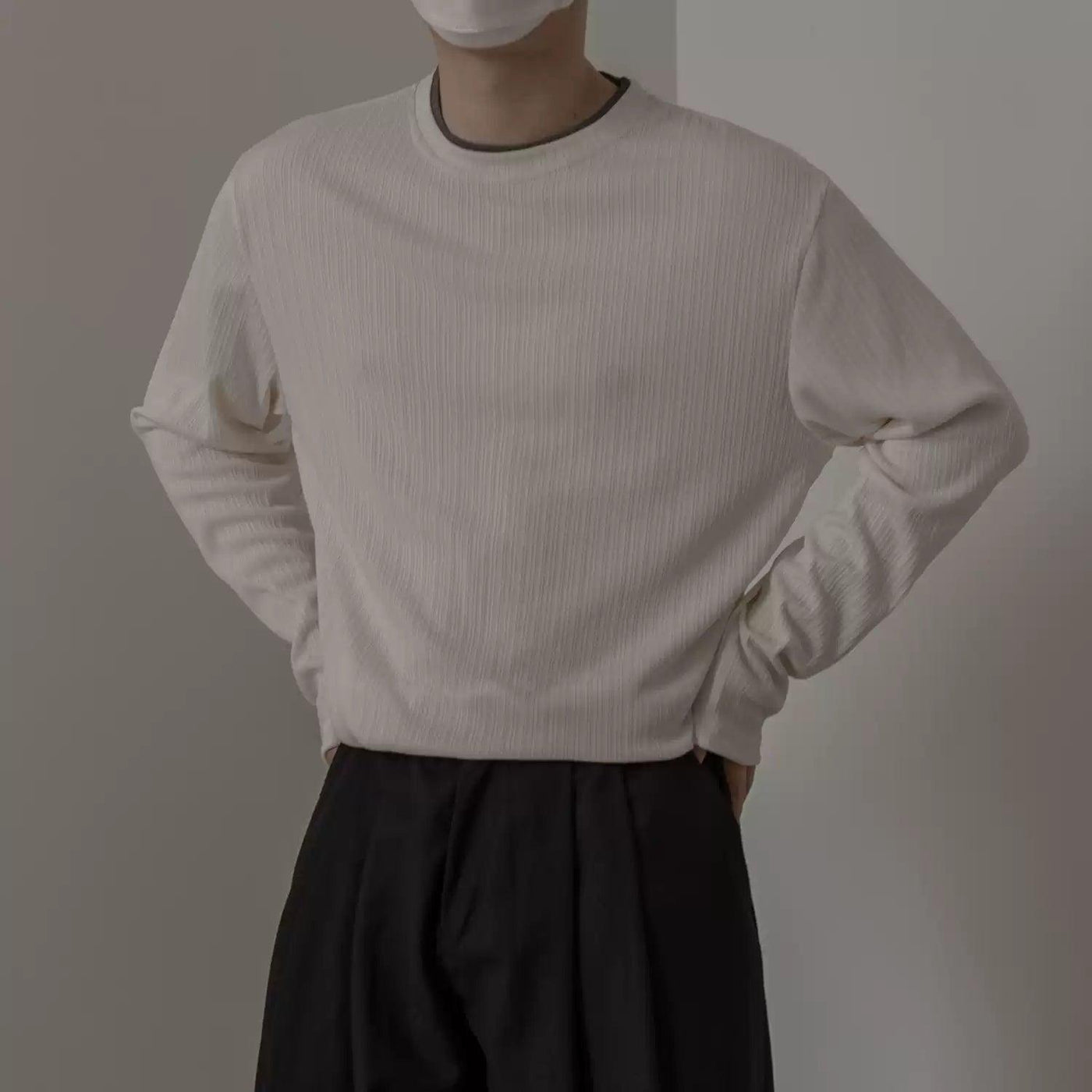 Zhou Textured & Spliced T-Shirt-korean-fashion-T-Shirt-Zhou's Closet-OH Garments