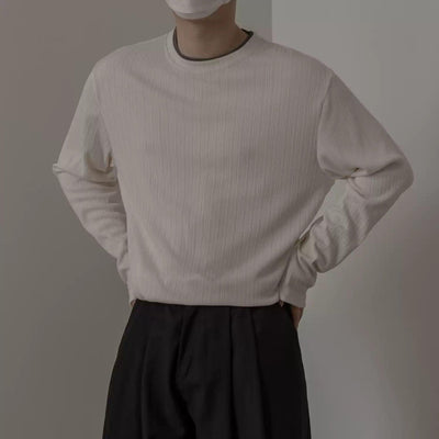 Zhou Textured & Spliced T-Shirt-korean-fashion-T-Shirt-Zhou's Closet-OH Garments