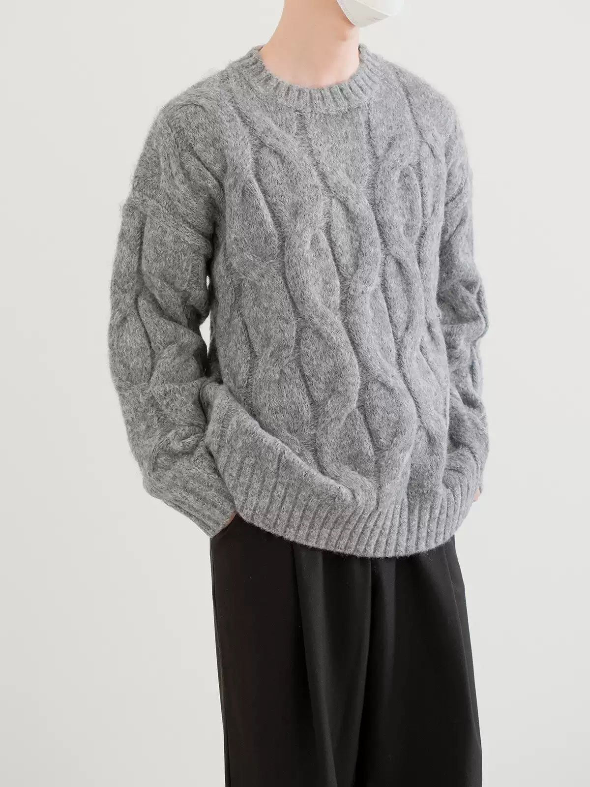 Zhou Thickened Cable Knit Sweater-korean-fashion-Sweater-Zhou's Closet-OH Garments