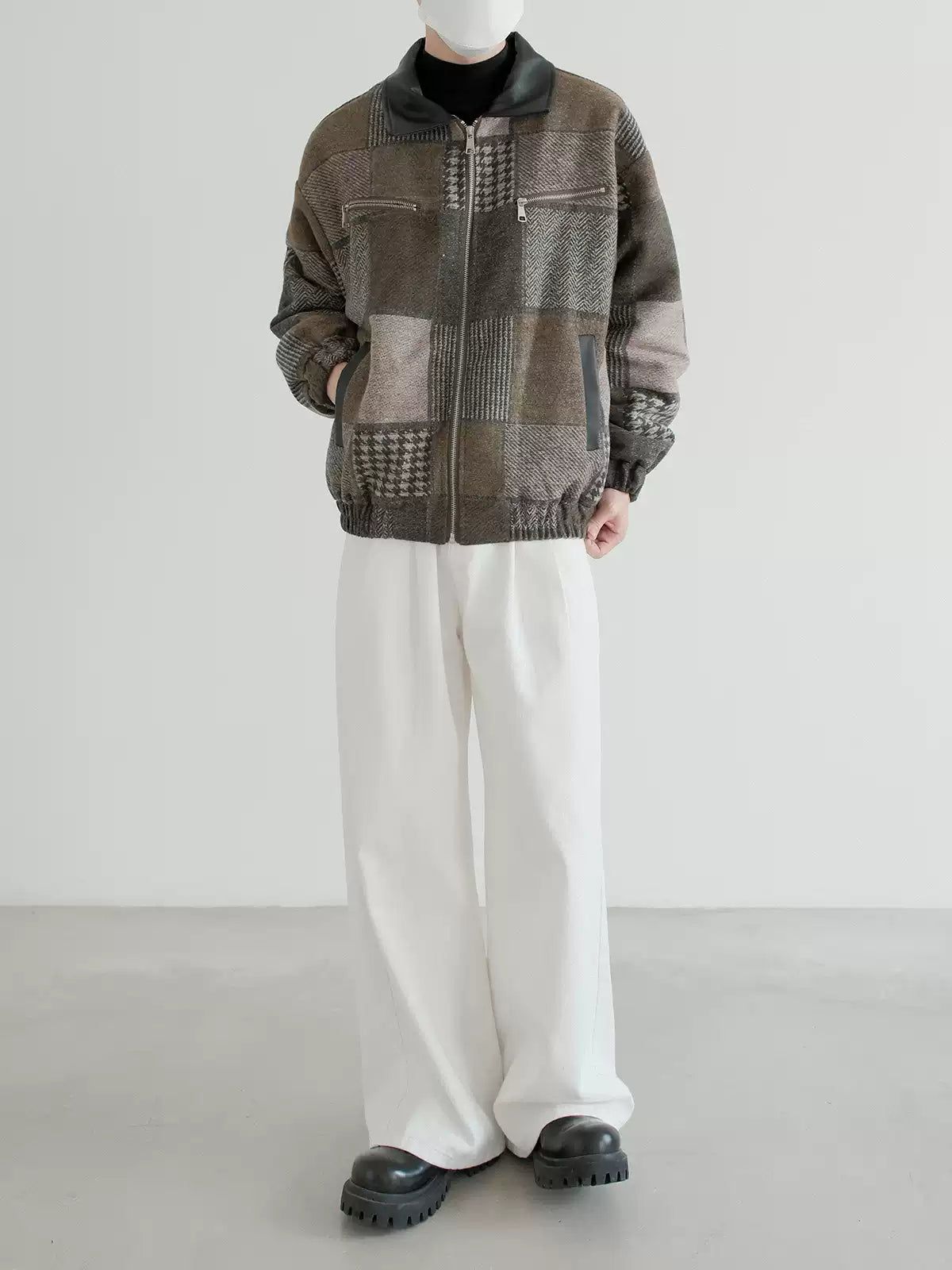 Zhou Thickened Plaid Zipped Jacket-korean-fashion-Jacket-Zhou's Closet-OH Garments