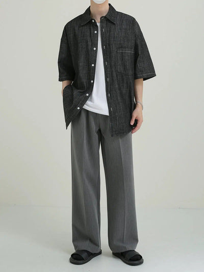 Zhou Thin Front Pocket Denim Shirt-korean-fashion-Shirt-Zhou's Closet-OH Garments