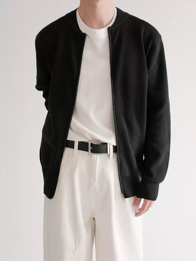 Zhou Thin Knitted Zipped Jacket-korean-fashion-Jacket-Zhou's Closet-OH Garments