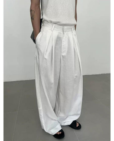 Zhou Thin Pleated Loose Trousers-korean-fashion-Trousers-Zhou's Closet-OH Garments