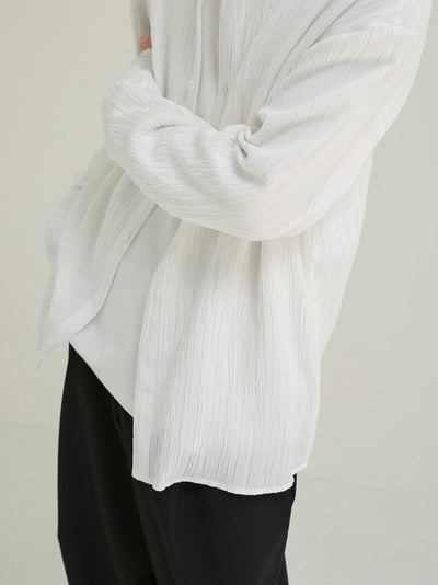 Zhou Thin Pleats Textured Shirt-korean-fashion-Shirt-Zhou's Closet-OH Garments