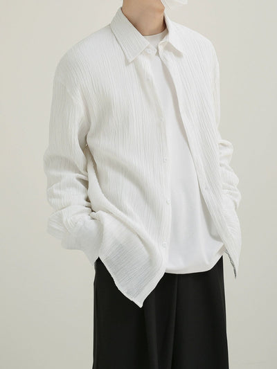 Zhou Thin Pleats Textured Shirt-korean-fashion-Shirt-Zhou's Closet-OH Garments