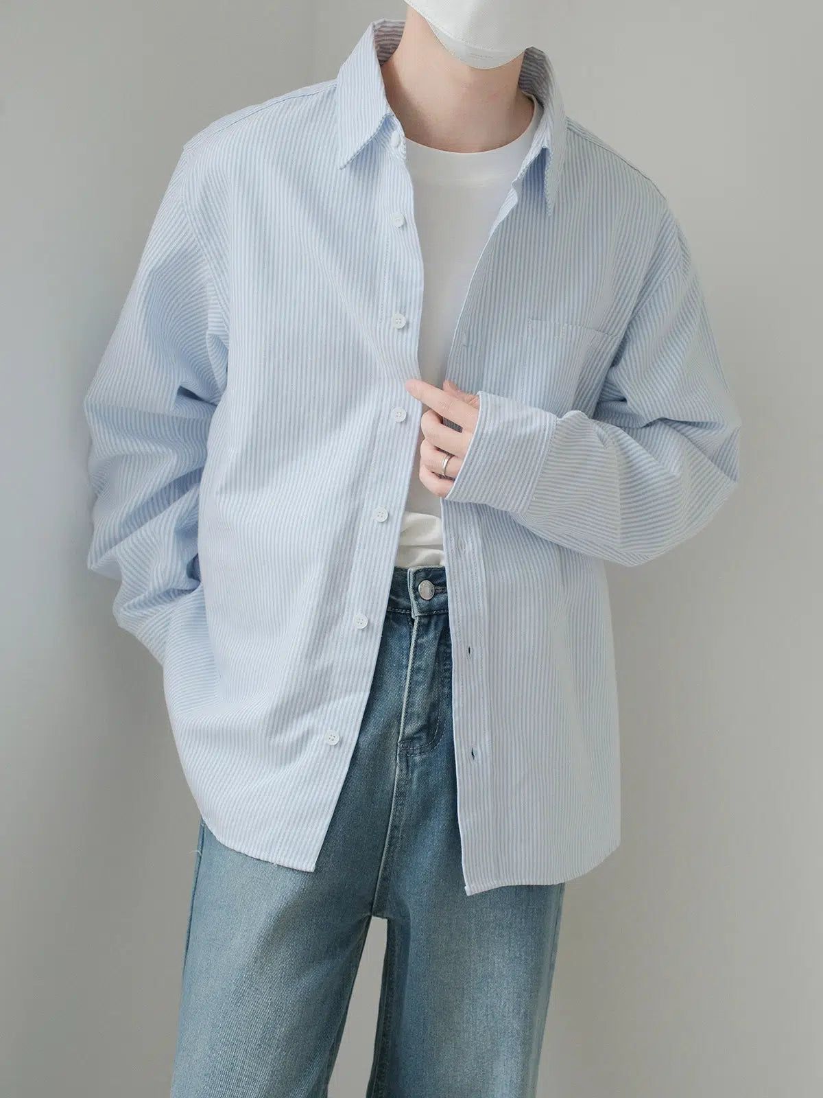 Zhou Thin Striped Clean Fit Shirt-korean-fashion-Shirt-Zhou's Closet-OH Garments