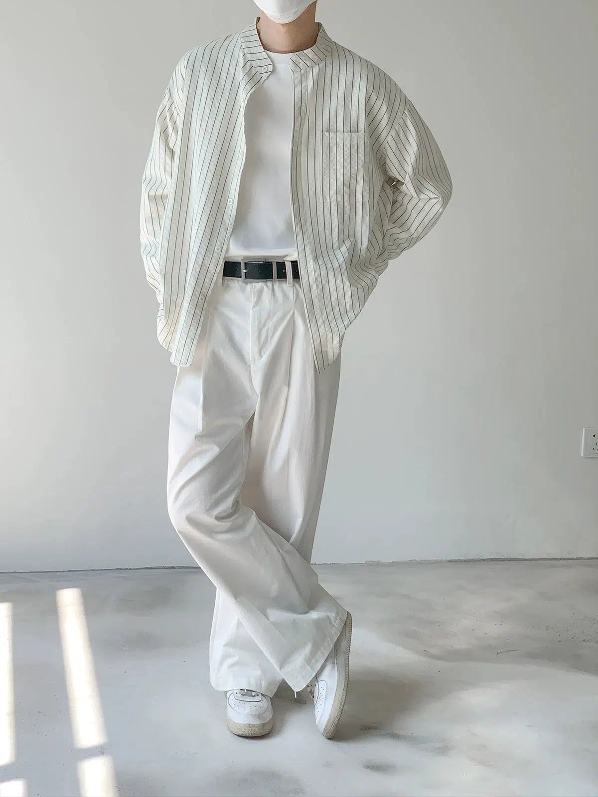 Zhou Thin Stripes Textured Shirt-korean-fashion-Shirt-Zhou's Closet-OH Garments