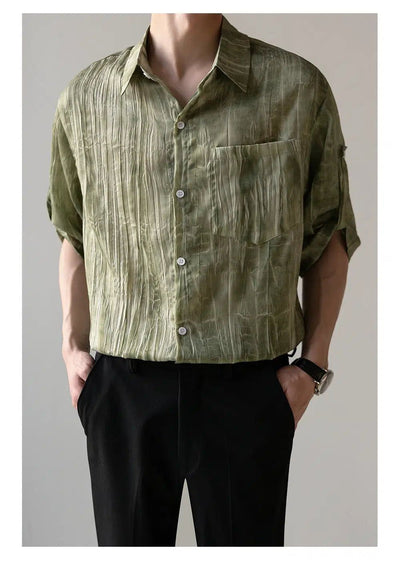 Zhou Tie-Dyed Pleats Shirt-korean-fashion-Shirt-Zhou's Closet-OH Garments