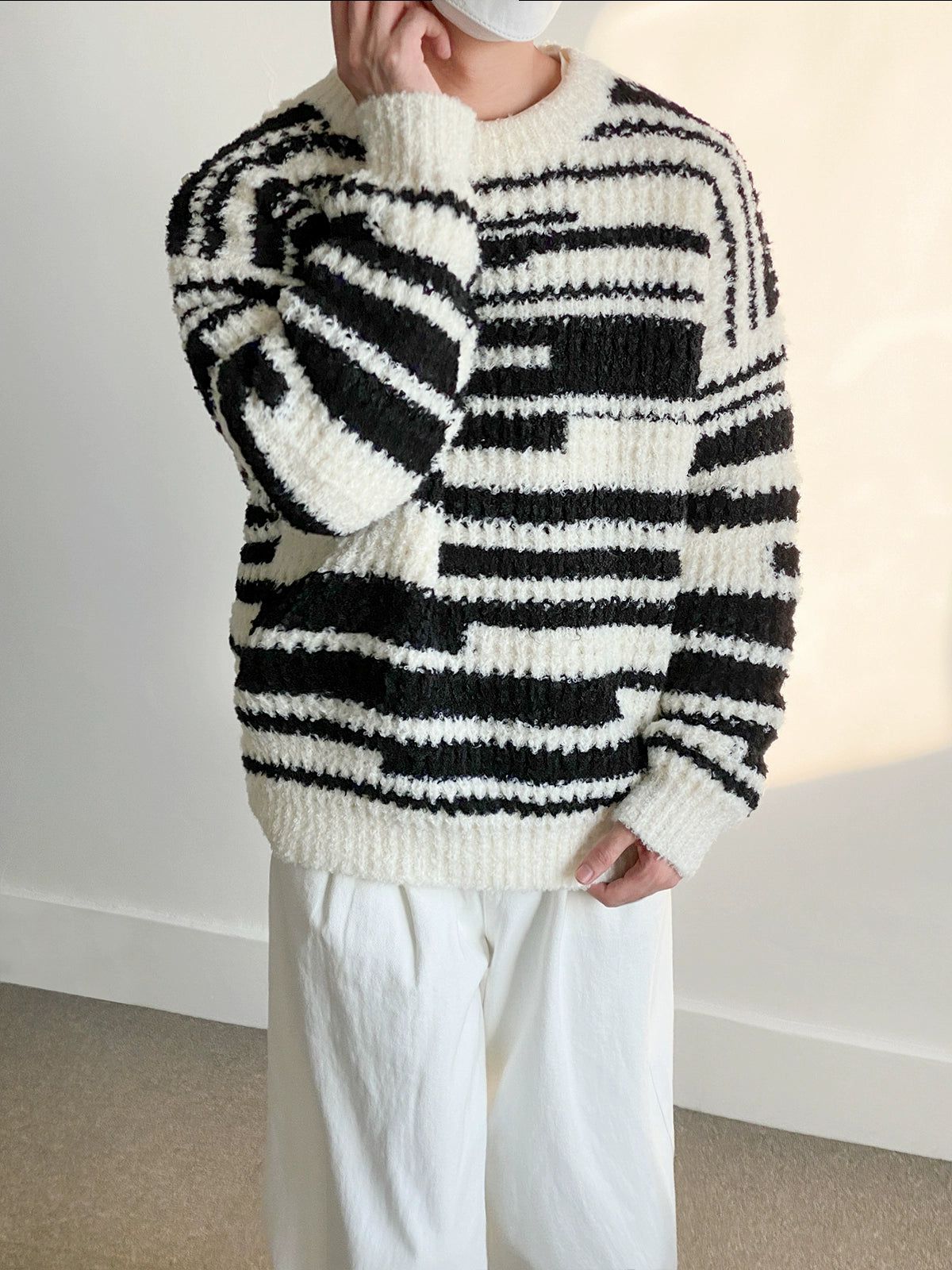 Zhou Twist Irregular Striped Sweater-korean-fashion-Sweater-Zhou's Closet-OH Garments