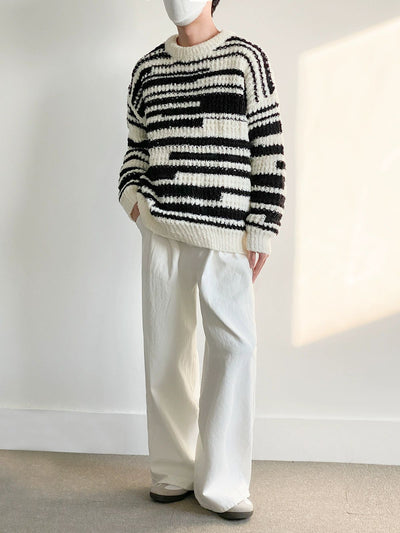 Zhou Twist Irregular Striped Sweater-korean-fashion-Sweater-Zhou's Closet-OH Garments