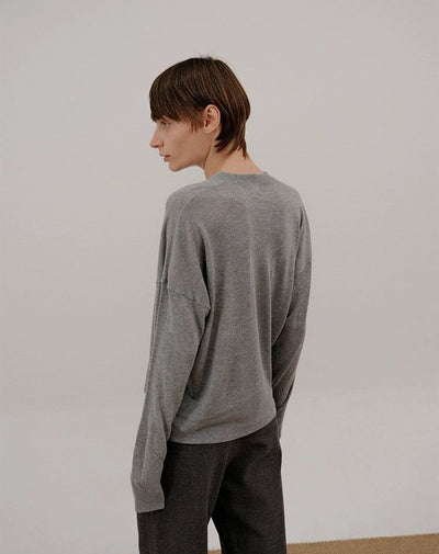 Zhou V-Neck Relaxed Thin Sweater-korean-fashion-Sweater-Zhou's Closet-OH Garments