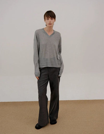 Zhou V-Neck Relaxed Thin Sweater-korean-fashion-Sweater-Zhou's Closet-OH Garments