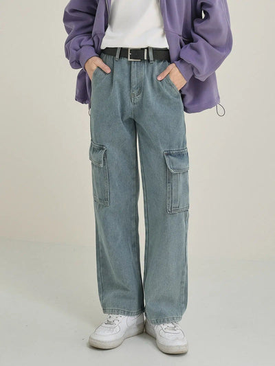 Zhou Versatile Cargo Style Jeans-korean-fashion-Jeans-Zhou's Closet-OH Garments