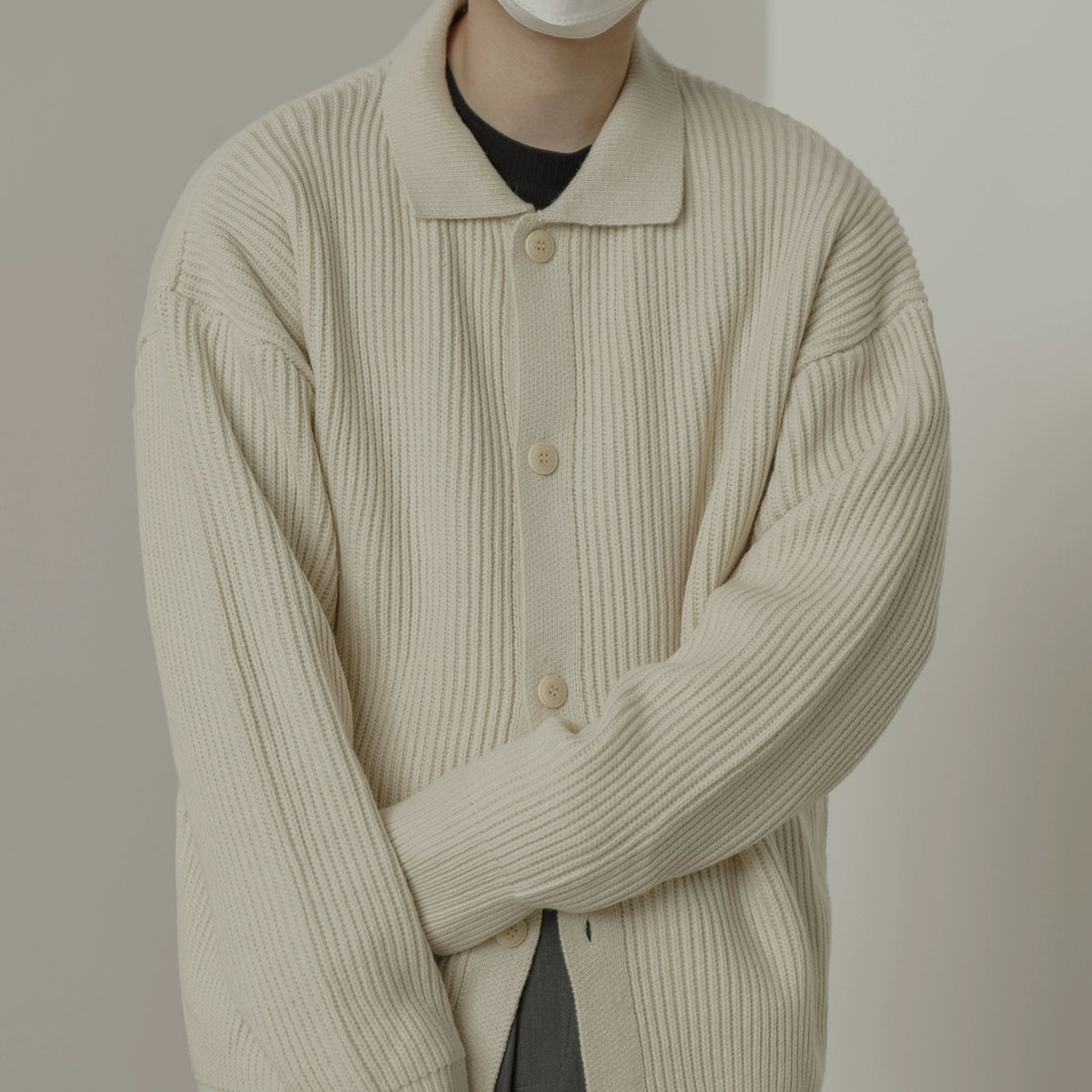 Zhou Vertical Pit Stripes Knit Jacket-korean-fashion-Jacket-Zhou's Closet-OH Garments