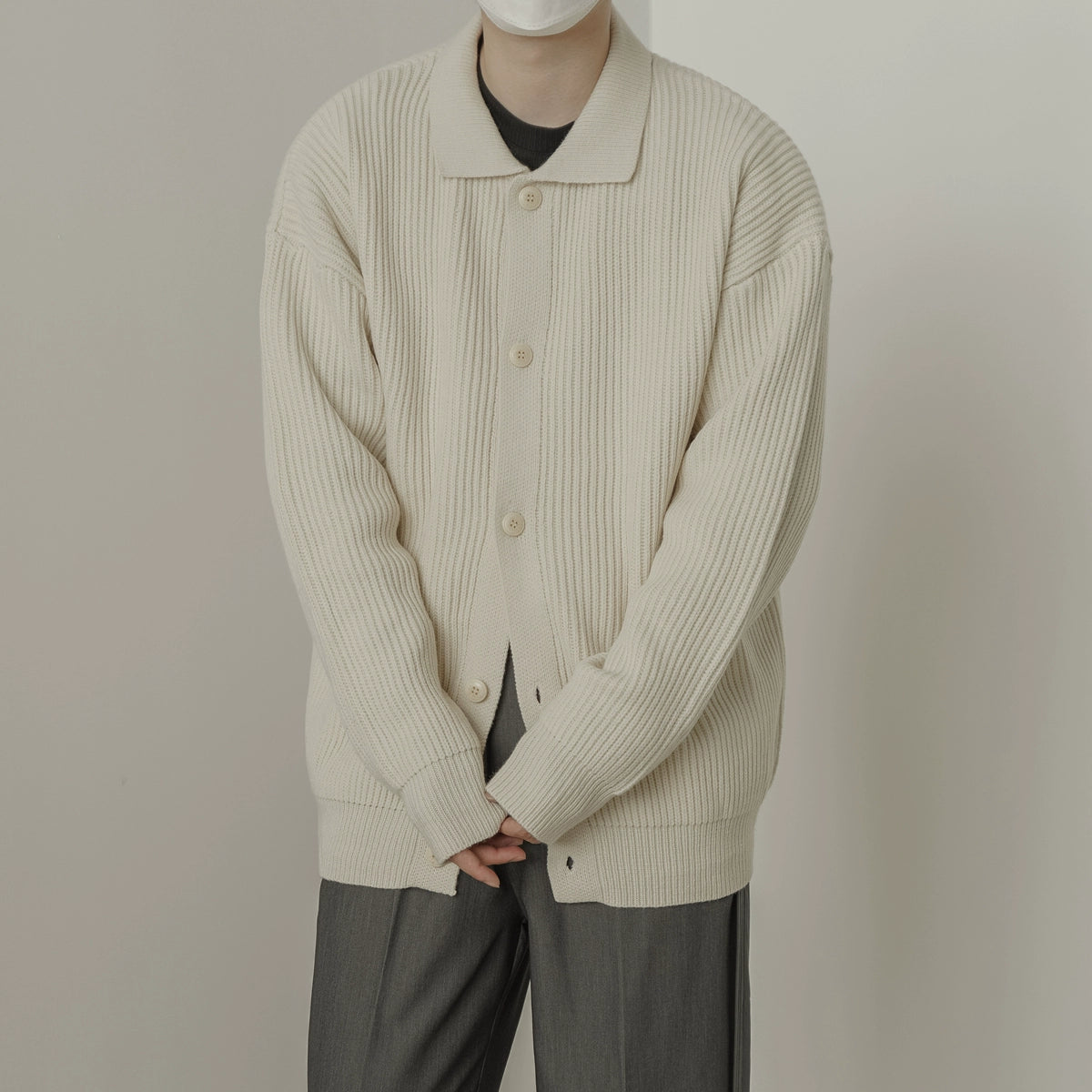 Zhou Vertical Pit Stripes Knit Jacket-korean-fashion-Jacket-Zhou's Closet-OH Garments