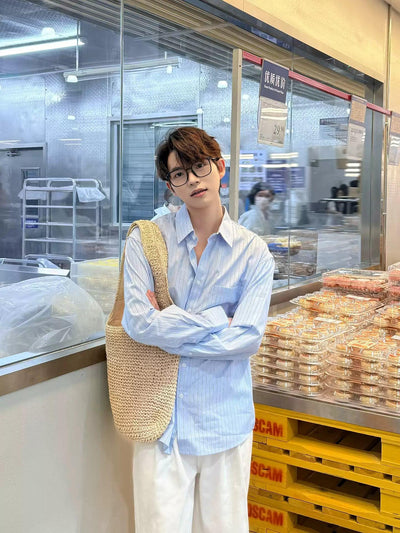 Zhou Vertical Striped Pocket Shirt-korean-fashion-Shirt-Zhou's Closet-OH Garments