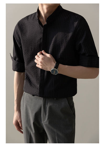 Zhou Vertical Stripes Slim Fit Shirt-korean-fashion-Shirt-Zhou's Closet-OH Garments