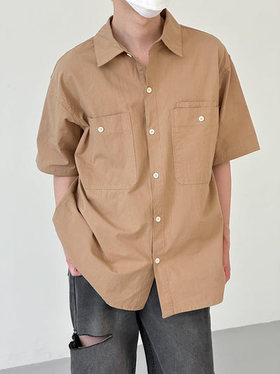 Zhou Vintage Breast Pocket Buttoned Shirt-korean-fashion-Shirt-Zhou's Closet-OH Garments