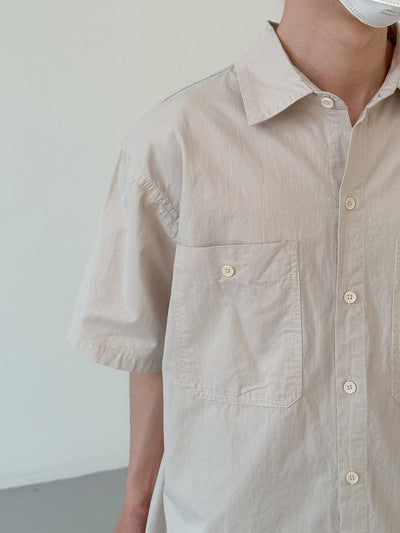 Zhou Vintage Breast Pocket Buttoned Shirt-korean-fashion-Shirt-Zhou's Closet-OH Garments