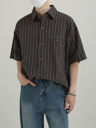 Zhou Vintage Stripes Pattern Shirt-korean-fashion-Shirt-Zhou's Closet-OH Garments